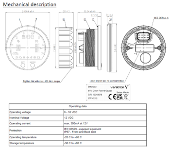 Yamaha VMH35 Color Round Gauge Kit